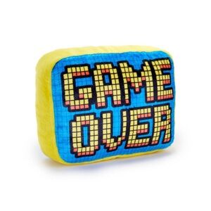 Game Over Blue and Yellow Pillow